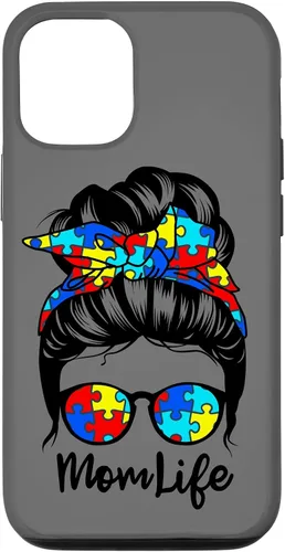 Vista 28 de Mom Life Messy Bun Hair Autism Funny Autism Case for iPhone 17