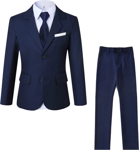 Vista 2 de Conjunto de trajes ajustados para niños pequeños, marino