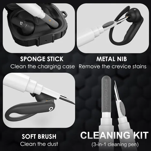 Vista 8 de Cubierta de protección LDSXAY de fibra de carbono a prueba de golpes [Bloqueo seguro mejorado] para estuche de Powerbeats Pro 2, con kit de limpieza