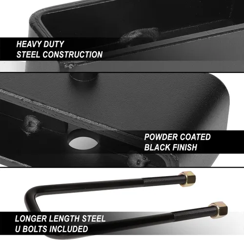 Vista 2 de J2 Engineering Kit de bloque de elevación de nivelación trasera de 2 pulgadas con pernos en U compatible con Tacoma 95-22, J2-LK-TY-R-001-BK