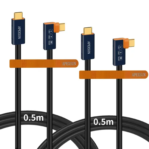 Vista 9 de APEXSUN Cable de extensión USB C (1.6 pies), cable coaxial corto USB-C macho a hembra compatible con Thunderbolt 4/3, USB4, PD240W, video 8K/4K