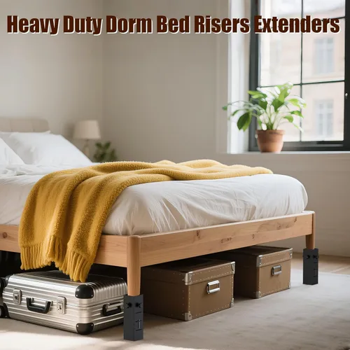 Vista 2 de Extensores de cama resistentes para dormitorio, aumenta el espacio de almacenamiento debajo de la cama, se adapta a patas de cama de 1.5 a 2.2