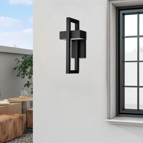 Vista 4 de LamQee Modernas luces de pared para exteriores de 3000 K, apliques de pared LED integrados para exteriores, accesorios de iluminación exterior