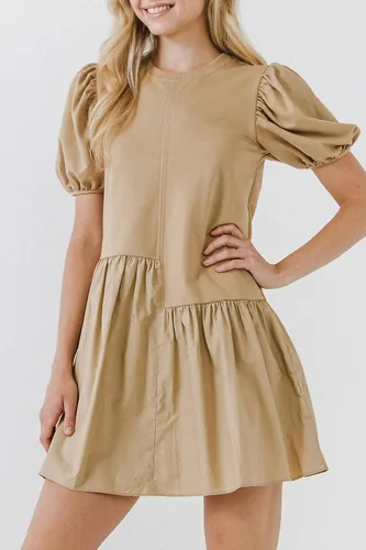 Vista 2 de English Factory Vestido mixto tejido de punto para mujer