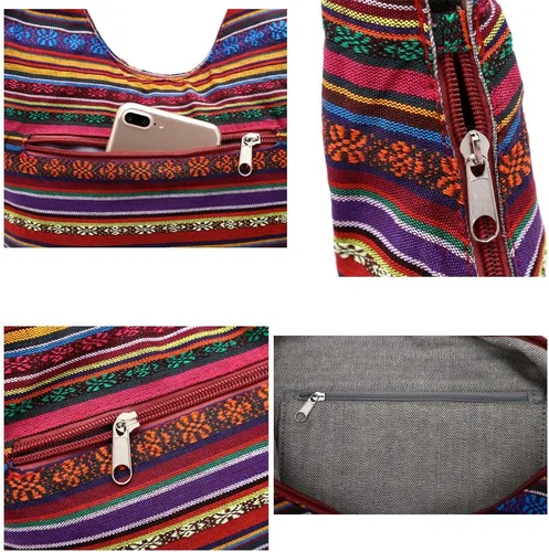 Vista 18 de KARRESLY - Bolso bandolera de algodón bohemio, estilo hippie, hecho a mano