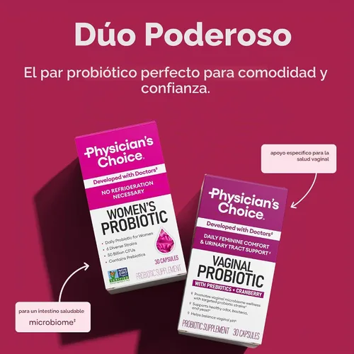 Vista 2 de Physician's CHOICE Feminine Power Duo Bundle - Probiótico vaginal + paquete de probióticos para mujer