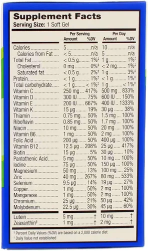 Vista 5 de Bausch & Lomb PreserVision - Vitamina mineral para ojos, 100 geles blandos (paquete de 2)
