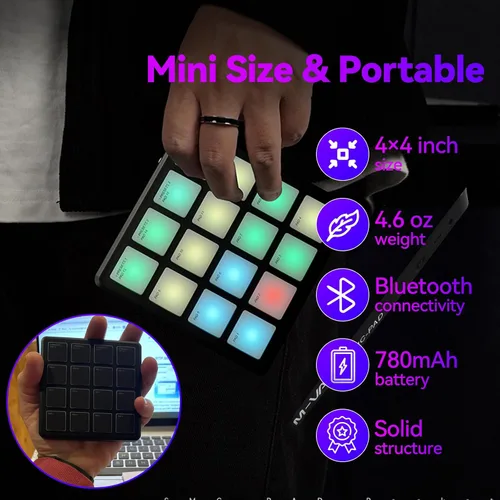 Vista 4 de Máquina Beat Maker - Almohadilla MIDI Bluetooth, bolsillo