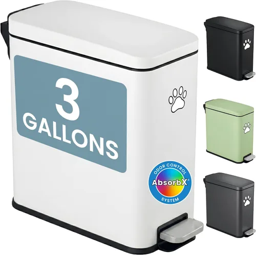 Vista 20 de iTouchless Cubo de basura para excrementos de perro de 3 galones / 12 litros con filtro de olor AbsorbX – Recipiente de basura de metal de cierre