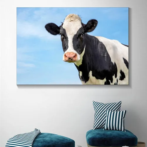 Vista 5 de Póster de arte en lienzo para adultos, diseño de vaca lechera en blanco y negro, pintura decorativa de pared moderna, para sala de estar