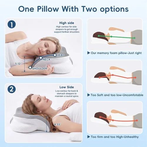 Vista 5 de Almohada cervical para dormir, almohada ergonómica para el cuello
