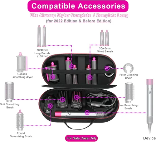 Vista 3 de RLSOCO Estuche Rígido para Dyson Airwrap Complete Long/Complete Styler HS08 HS05 HS01, NO para Dyson Airwrap i.d. - Se ajusta a 4 piezas de barriles
