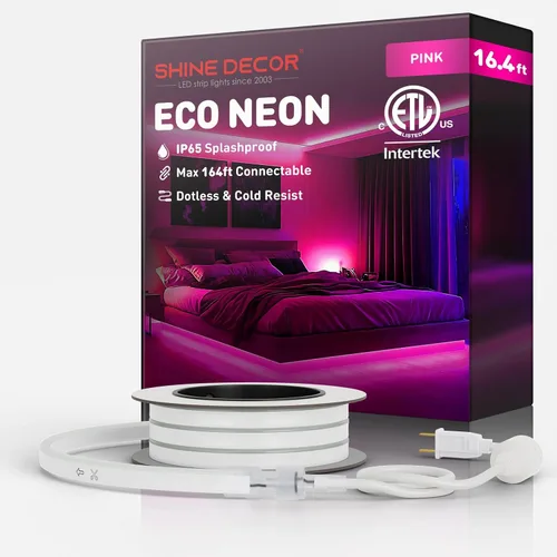 Vista 27 de Shine Decor Tira de luces LED AC 120V, cuerda de neón eco de 120 LED/m sin puntos, conectable y cortable, IP65 impermeable y resistente al clima