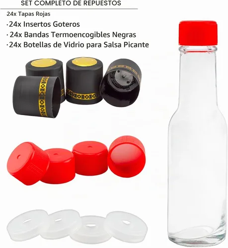Vista 7 de Cornucopia Brands Mini botellas de salsa picante de 3 onzas (paquete de 24) botellas de salsa pequeña con tapas rojas, insertos de gotero y bandas