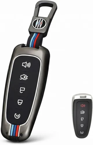 Vista 9 de Funda para llavero Ford Escape compatible con Explorer Focus Lincoln Metal Remote Case Keychian - Llavero inteligente para coche, compatible