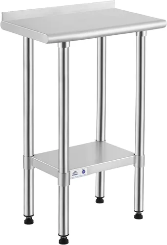 Vista 11 de ROCKPOINT Mesa de acero inoxidable para preparación y trabajo, 14x24 pulgadas; mesa de cocina comercial de metal NSF resistente con estante inferior