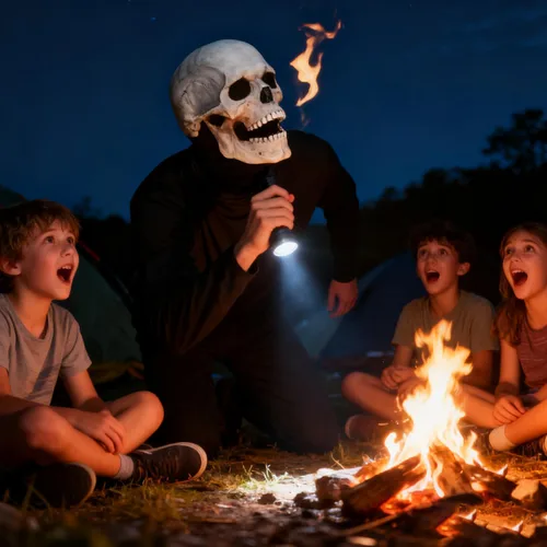 Vista 2 de Máscara de calavera con mandíbula móvil, máscara de esqueleto de Halloween