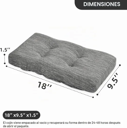 Vista 3 de baibu Juego de 2 cojines de espuma viscoelástica rectangulares, diseño de doble capa, cojín para taburete de bar con lazos, solo 2 almohadillas