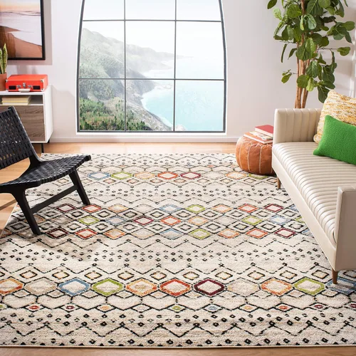 Vista 20 de SAFAVIEH Amsterdam Collection Alfombra Decorativa - 2.3 pies x 4 pies, Negro & Multi, Diseño Marroquí Bohemio, Sin Desprendimiento y Fácil Cuidado