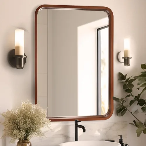 Vista 13 de WallBeyond - Espejo de madera de 18x24 pulgadas para baño, espejo de pared con marco de madera estilo granja, espejo rectangular montado en la pared