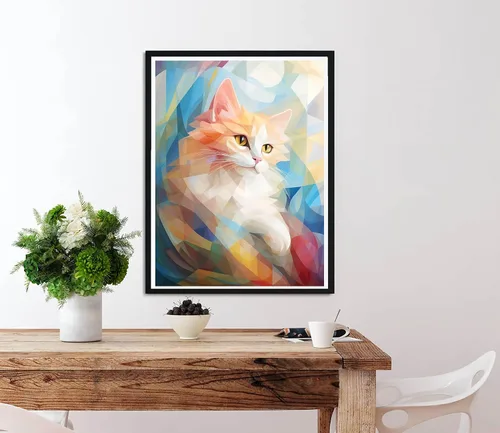 Vista 4 de Diymood Pintura por números para adultos, gatos, pintura al óleo, pintura acrílica abstracta por números, kits para adultos principiantes