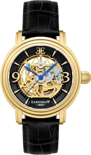Vista 7 de Thomas Earnshaw Longcase Grande Skeleton Reloj automático para hombre, 1.890 in, esfera de corazón abierto, correa de cuero genuino ES-8011