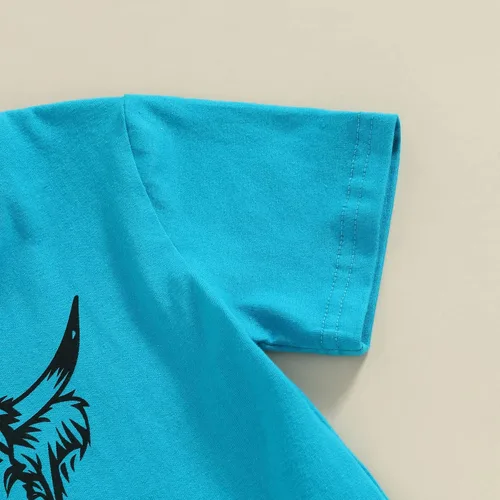 Vista 40 de fhutpw Conjunto de camiseta de manga corta con estampado de vaca y pantalones acampanados de dibujos animados para niñas
