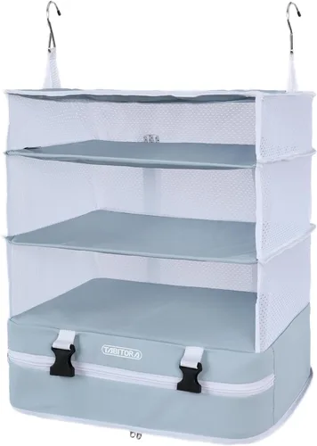 Vista 91 de TABITORA - Estantería portátil y plegable de gran capacidad con ganchos para colgar, ideal como almacenamiento para viajes