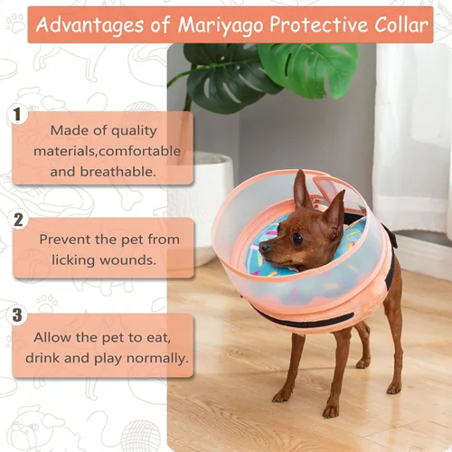 Vista 7 de Collar inflable para perro con forma de cono de perro con forma de dona de cuello suave mejorada antilamer para perros y gatos, collar de cono