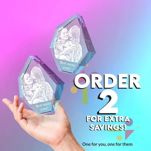 Vista 4 de Crystal Clear Memories Foto de cristal 3D, regalos de Navidad personalizados con tu propia foto para mamá, papá, hombres, mujeres, imagen grabada