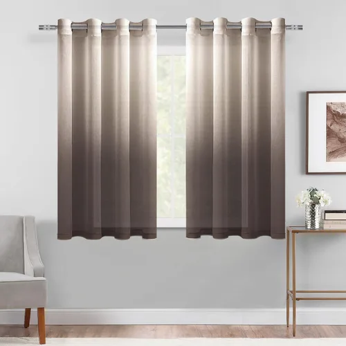 Vista 55 de DWCN Cortinas Transparentes Ombré - Cortinas de Lino Sintético con Gradiente Semi Voile con Ojales en la Parte Superior para Dormitorio y Sala