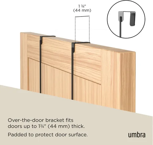 Vista 4 de Umbra Estique Perchero y Organizador Multiusos para Puerta, para Abrigos, Bolsos, Sombreros y Más, Negro/Nogal