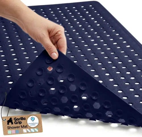 Vista 13 de GORILLA GRIP - Alfombrilla patentada cuadrada para cabina de ducha, alfombrillas pequeñas para el piso de la bañera para duchas de pie, ventosas