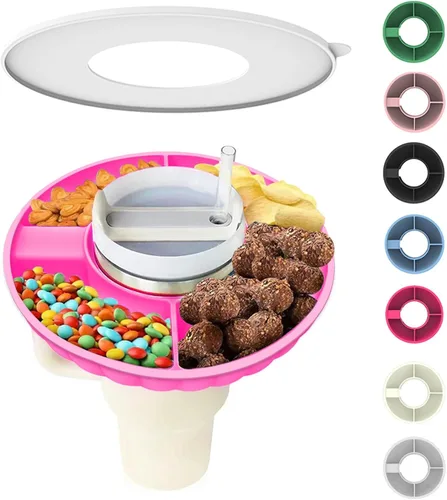Vista 14 de Tazón de aperitivos para Stanley Cup, bandeja de aperitivos de silicona con tapa compatible con Stanley Cup de 30 oz, anillo de aperitivos