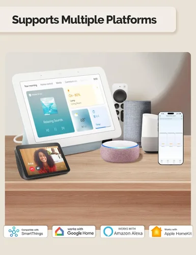 Vista 4 de MOES Matter-WiFi - Interruptores de luz inteligentes, requiere cable netural, interruptor de un solo polo de 2.4 GHz, compatible con Alexa Google