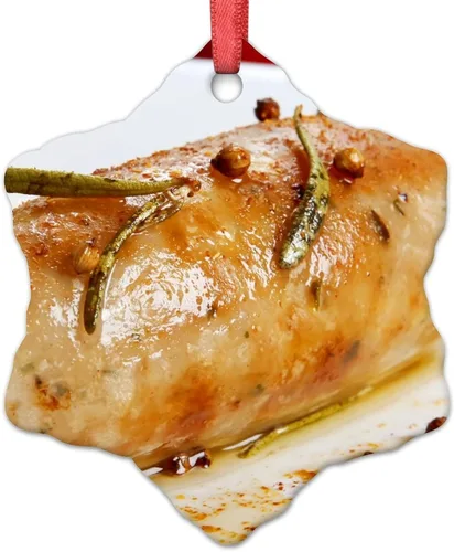 Vista 15 de Adornos de Navidad de huevo, carne y hongos, divertidos alimentos, decoraciones navideñas para árbol de cerámica, adornos de Navidad personalizados