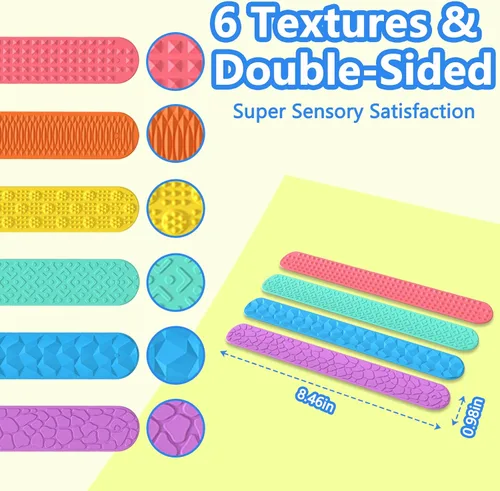 Vista 4 de Pulseras de silicona texturizada, juguetes sensoriales para niños y adultos, herramientas calmantes para autismo, TDAH, ansiedad y estrés, juguetes