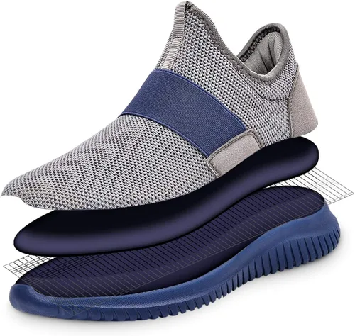 Vista 2 de QANSI - Tenis para hombre sin cordones, ligeros, para correr, caminar, gimnasio