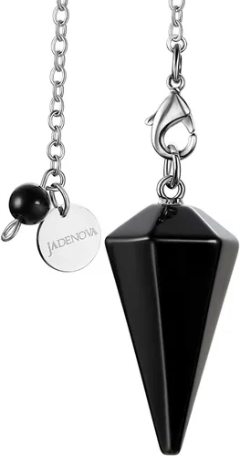 Vista 9 de JADENOVA Collar de Péndulo de Cristal Natural de Amatista Curativo para Mujeres Adivinación Radiestesia (Cristal con 2 cadenas), Gema, amatista