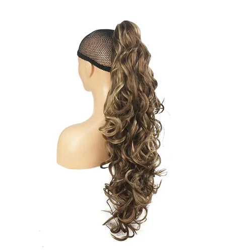 Vista 5 de Lydell 30" largo rizado peinado clip en garra cola de caballo extensión pelo sintético postizo 9.88 oz con un clip de mandíbula/garra (negro)