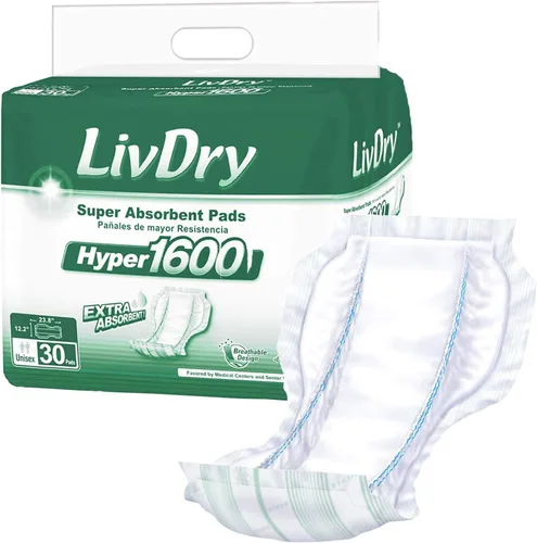 Vista 13 de LivDry Inserto de almohadilla de alta absorción para calzoncillos de incontinencia y pañales para adultos, mujeres y hombres, Hyper 1200