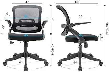 Vista 2 de Silla de oficina ergonómica con asiento de malla transpirable, silla de computadora con altura de asiento ajustable y respaldo reclinable