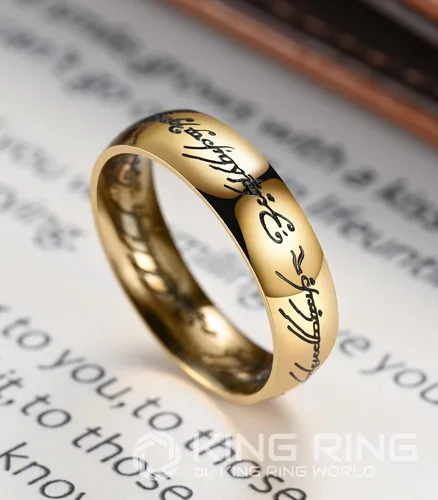Vista 6 de King Ring Anillo de El Señor de los Anillos de 0.236 in - Grabado Un Anillo Para Gobernarlos Todos para Hombres y Mujeres - Anillo Lotr de Acero