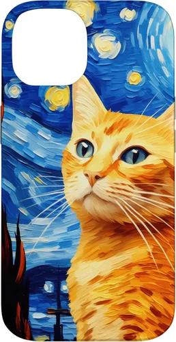Vista 4 de Orange Tabby Cat Starry Night Vincent Van Gogh - Carcasa para iPhone 17