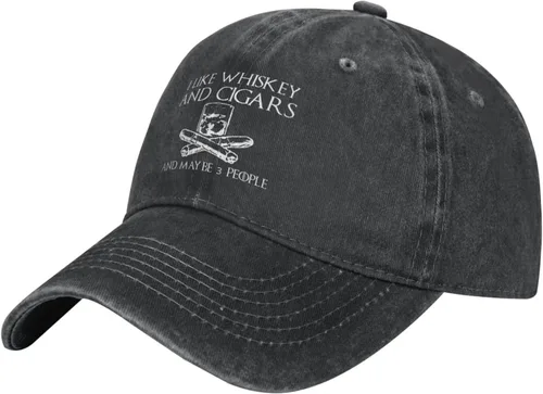 Vista 2 de Philysonic Funny Hat I Like Whisky and Cigars and Maybe 3 People Hat for Men Baseball Caps Adjustable Caps