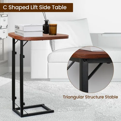 Vista 6 de Mesa auxiliar ajustable en forma de C de alta calidad para sofá, mini mesas auxiliares para sofá, mesa de centro pequeña con marco de metal, hermoso