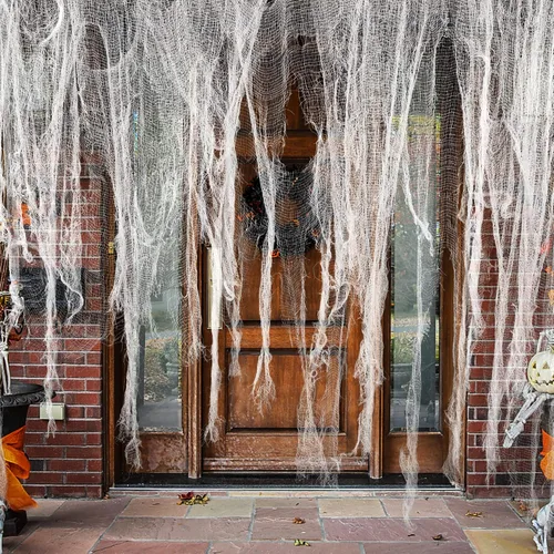 Vista 10 de Watayo Paquete de 8 paños espeluznantes de Halloween, tela espeluznante de 72 x 30 pulgadas, tela de araña elástica de Halloween, gasa espeluznante