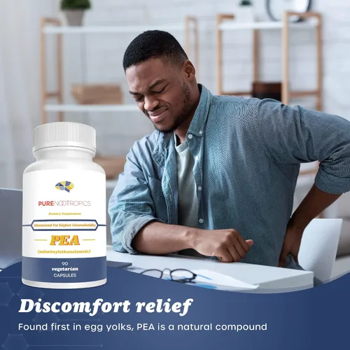 Vista 3 de Pure Nootropics - Palmitoiletanolamida (guisante micronizado) Cápsulas de 400 mg Paquete económico de 90 cápsulas vegetales Apoya el alivio