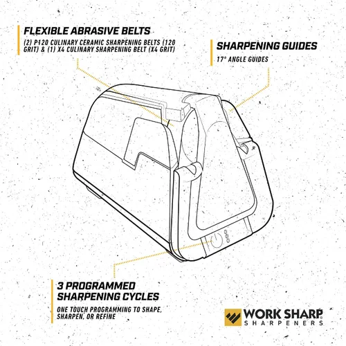 Vista 6 de Work Sharp Paquete de cocina, sacapuntas eléctrico profesional con varilla de pulido de cerámica