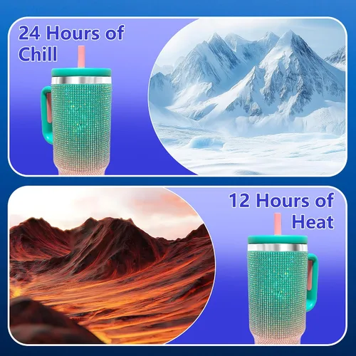 Vista 7 de Botella de agua aislada de 40 onzas, vaso de acero inoxidable 1 taza de agua reutilizable de acero inoxidable de doble pared sin BPA